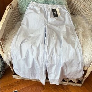 Light Blue Striped Cropped Pants